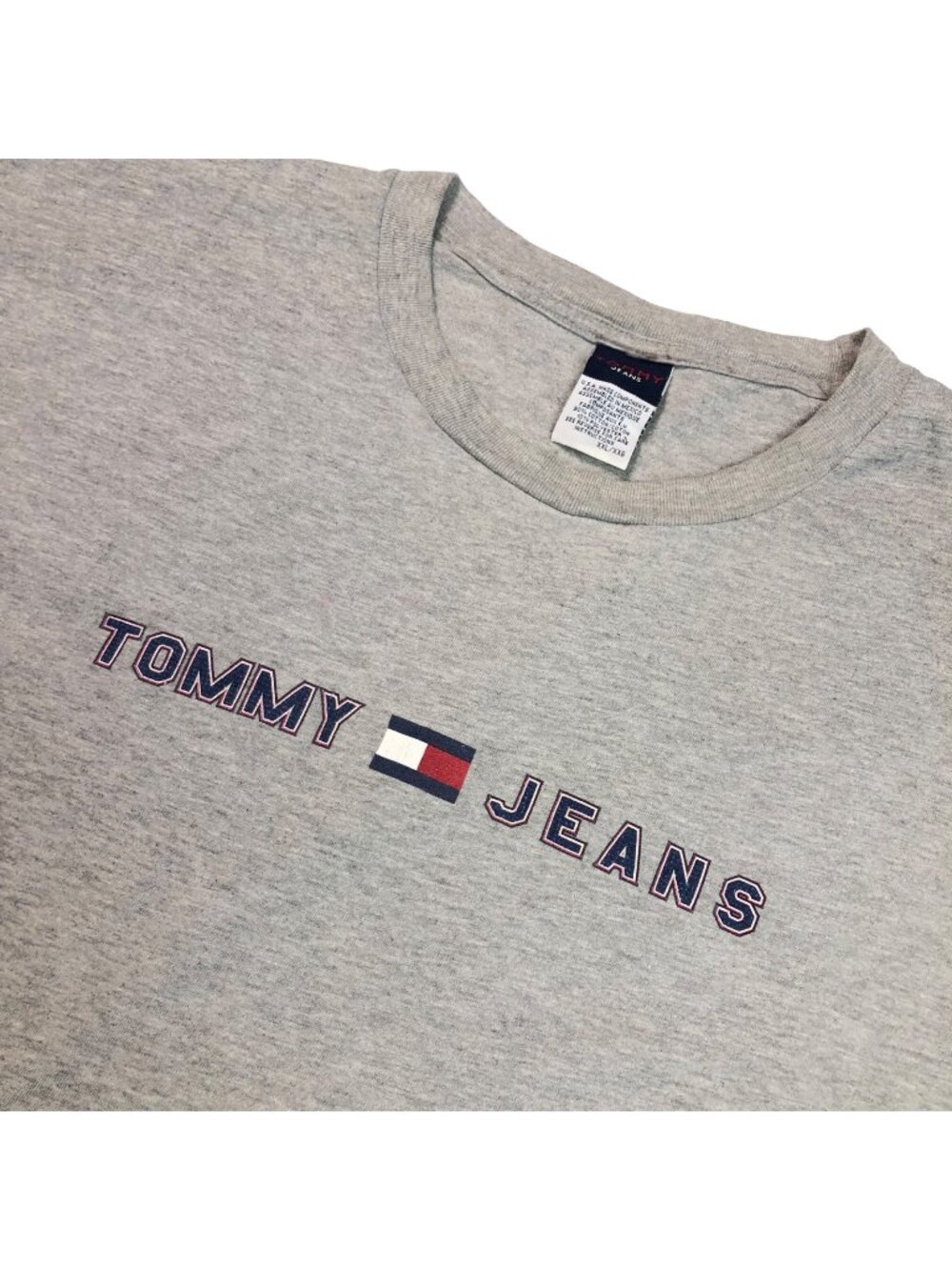 VTG Tommy Jeans Men’s Cotton/Polyester Short Sleeve Graphic T-Shirt Gray • 2XL